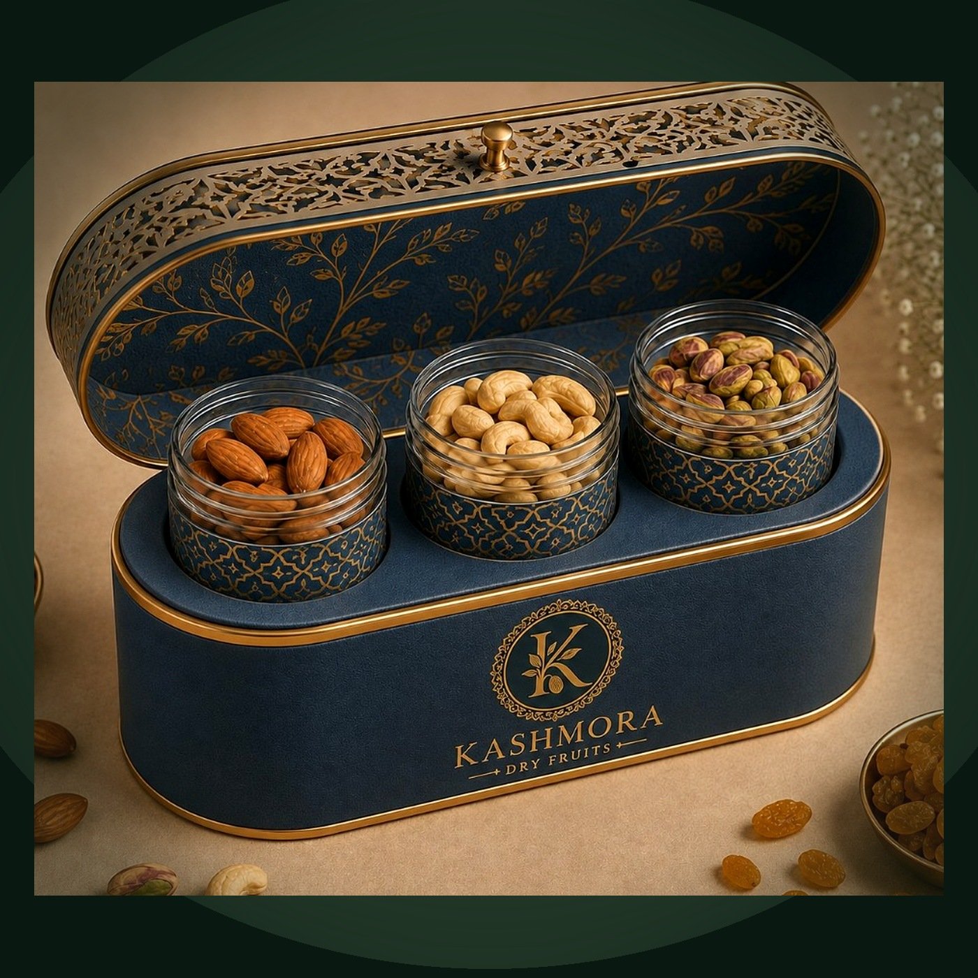 Navy Oval Jar Box